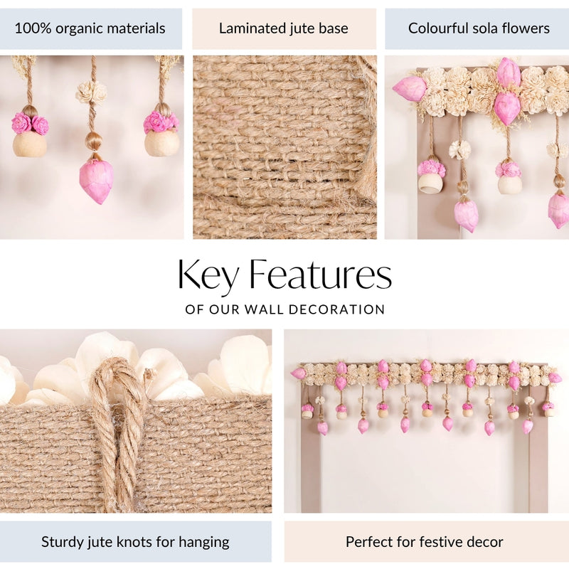 Sustainable Bandarwal With Sola Flower Pink