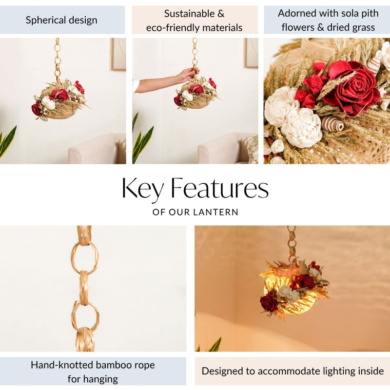 Sustainable Floral Lantern Red