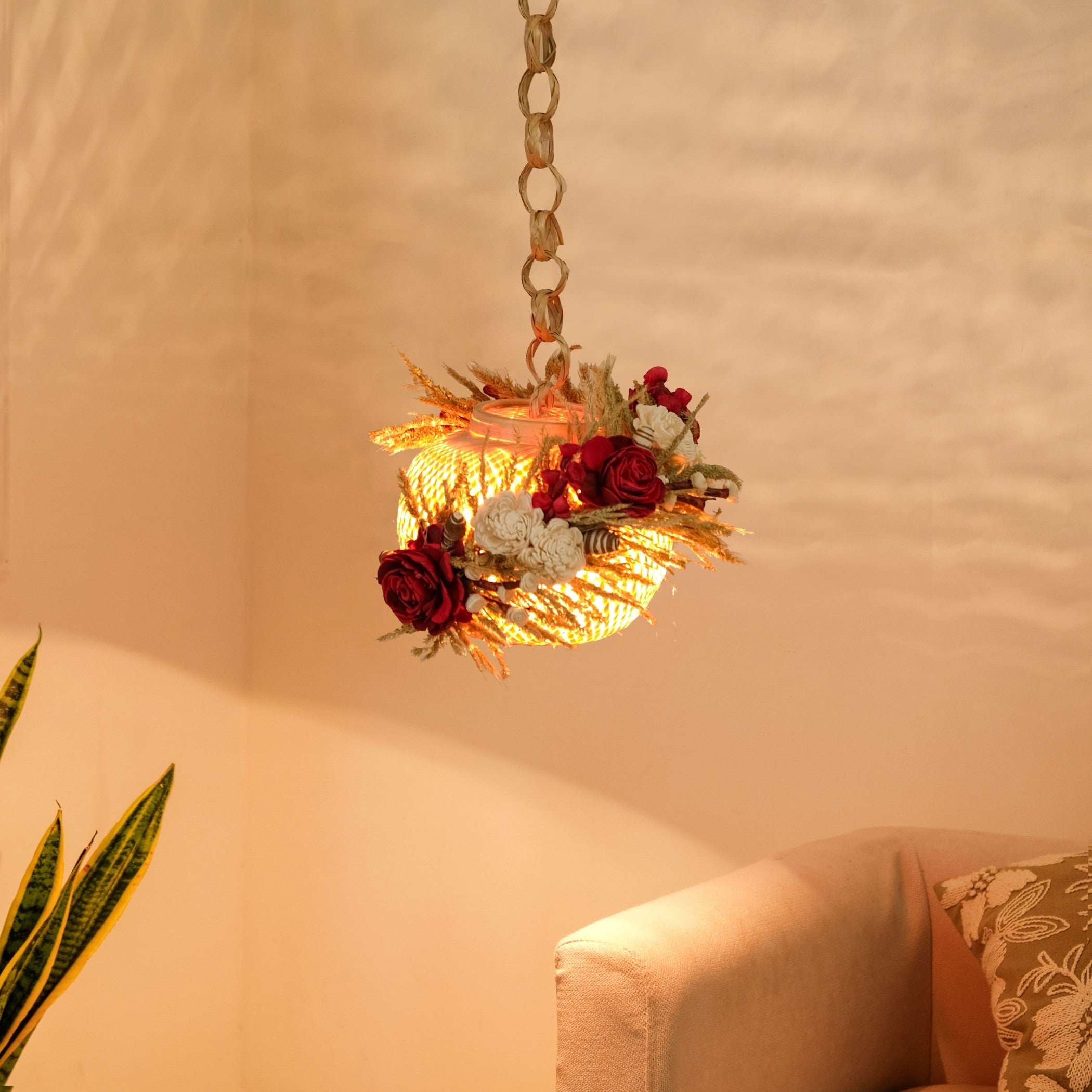 Sustainable Floral Lantern Red