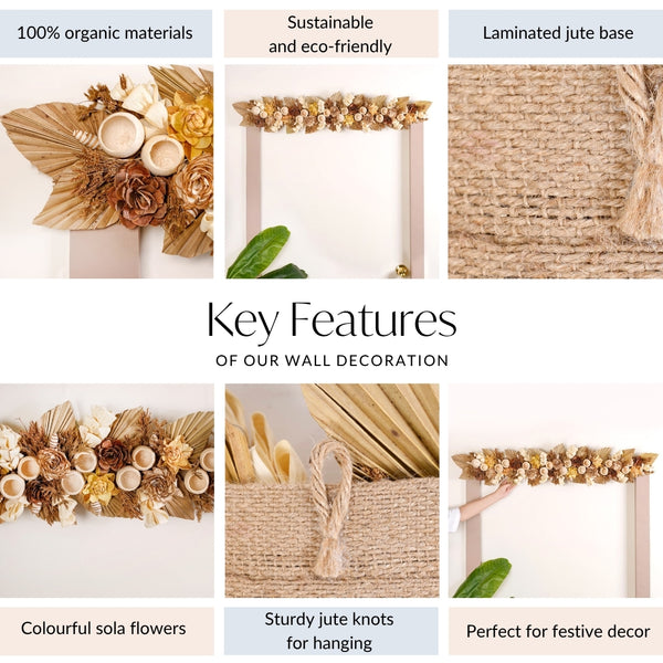 Sustainable Jute Wall Hanging Toran Shola Cups And Palm Spears