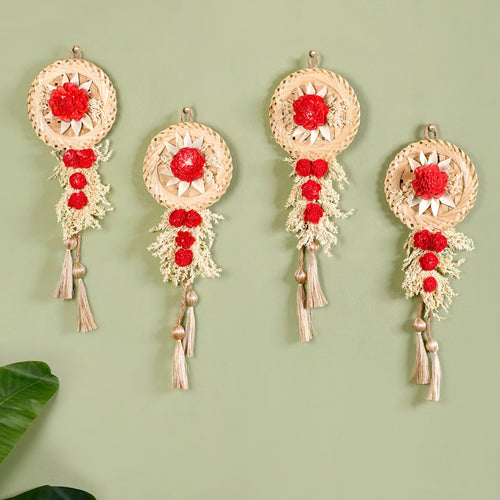Sustainable Red Bloom Wall Decor Set Of 4