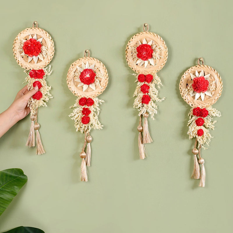 Sustainable Red Bloom Wall Decor Set Of 4
