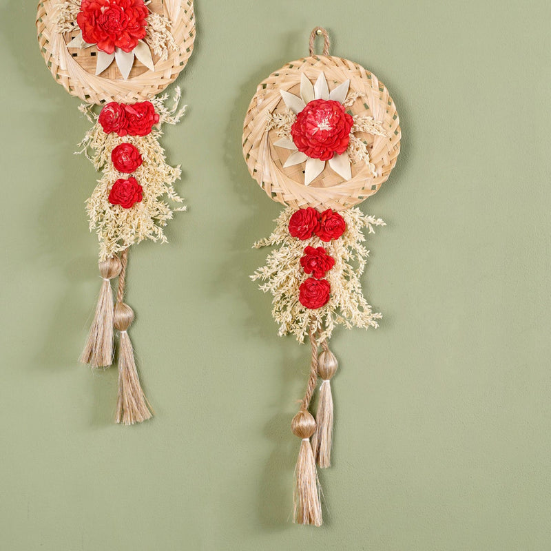 Sustainable Red Bloom Wall Decor Set Of 4
