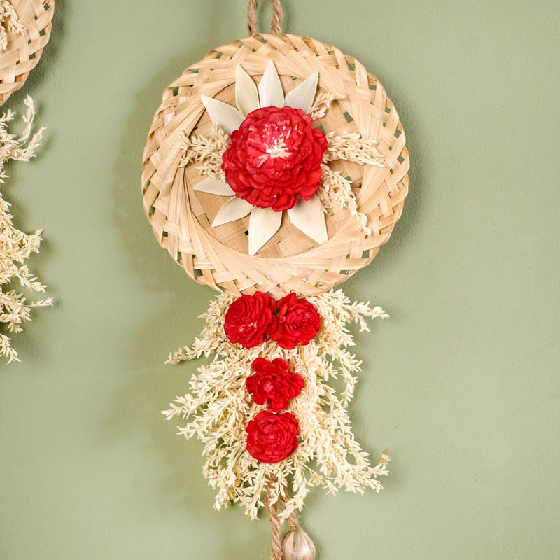 Sustainable Red Bloom Wall Decor Set Of 4