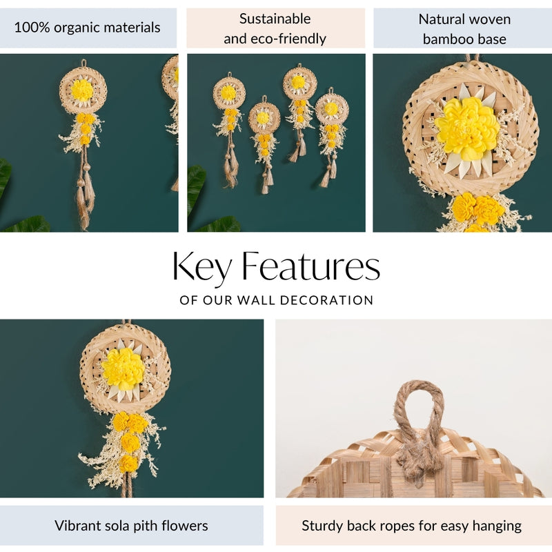 Sustainable Yellow Bloom Wall Decor Set Of 4