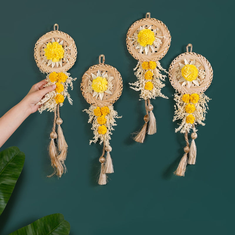Sustainable Yellow Bloom Wall Decor Set Of 4
