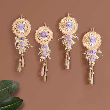 Sustainable Purple Sola Rose Wall Decor Set Of 4