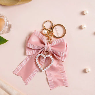 Sweet Heart Bow Keychain With Metal Hooks