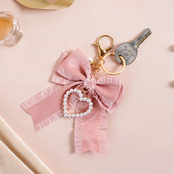 Sweet Heart Bow Keychain With Metal Hooks