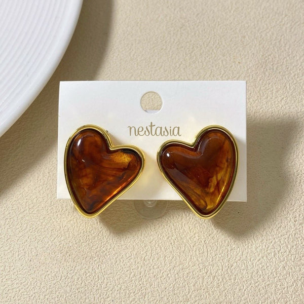 Sweet Hearts Studs Brown