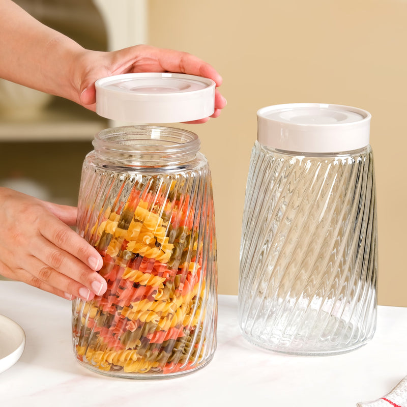 Tall Swirl Jar With Lid Set Of 4 1700ml