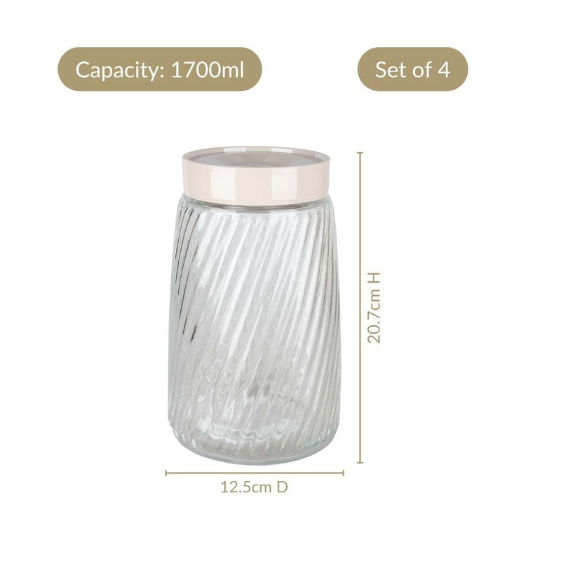 Tall Swirl Jar With Lid Set Of 4 1700ml