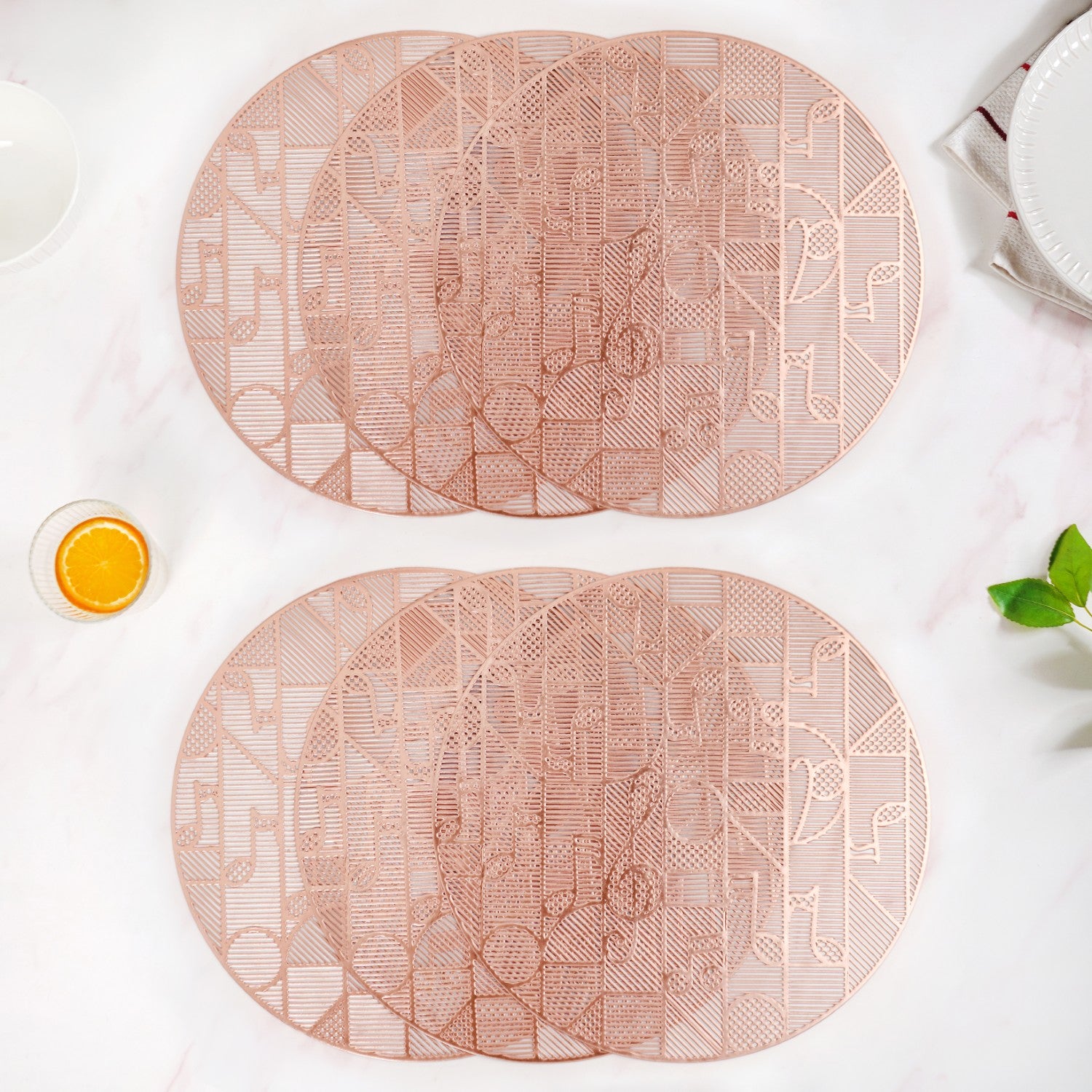 Symphony Rose Gold Table Mats Set Of 6 Online - Premium Table Mat ...