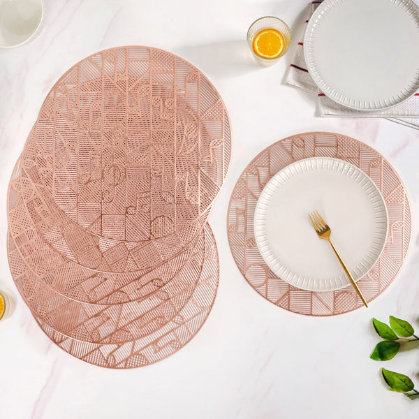 Symphony Rose Gold Table Mats Set Of 6 Online - Premium Table Mat ...