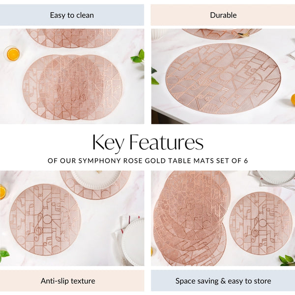 Symphony Rose Gold Table Mats Set Of 6