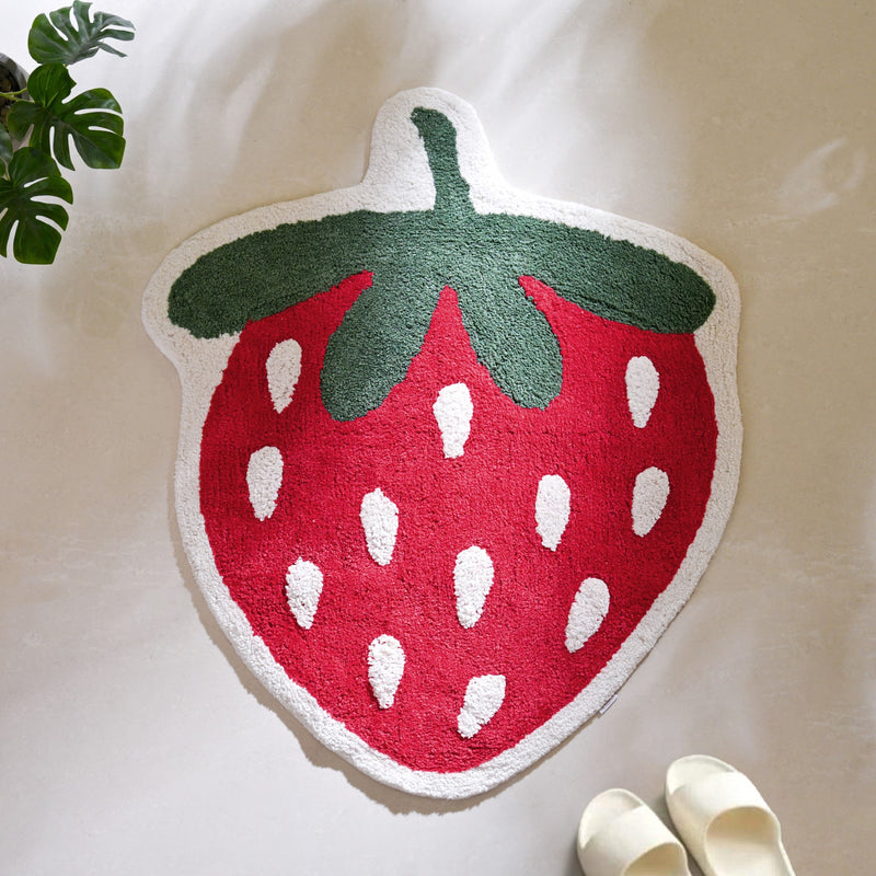 Strawberry Cotton Anti Slip Floor Mat 74x62cm