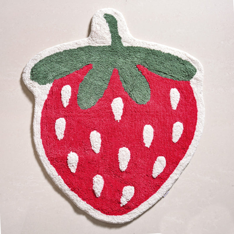 Strawberry Cotton Anti Slip Floor Mat 74x62cm
