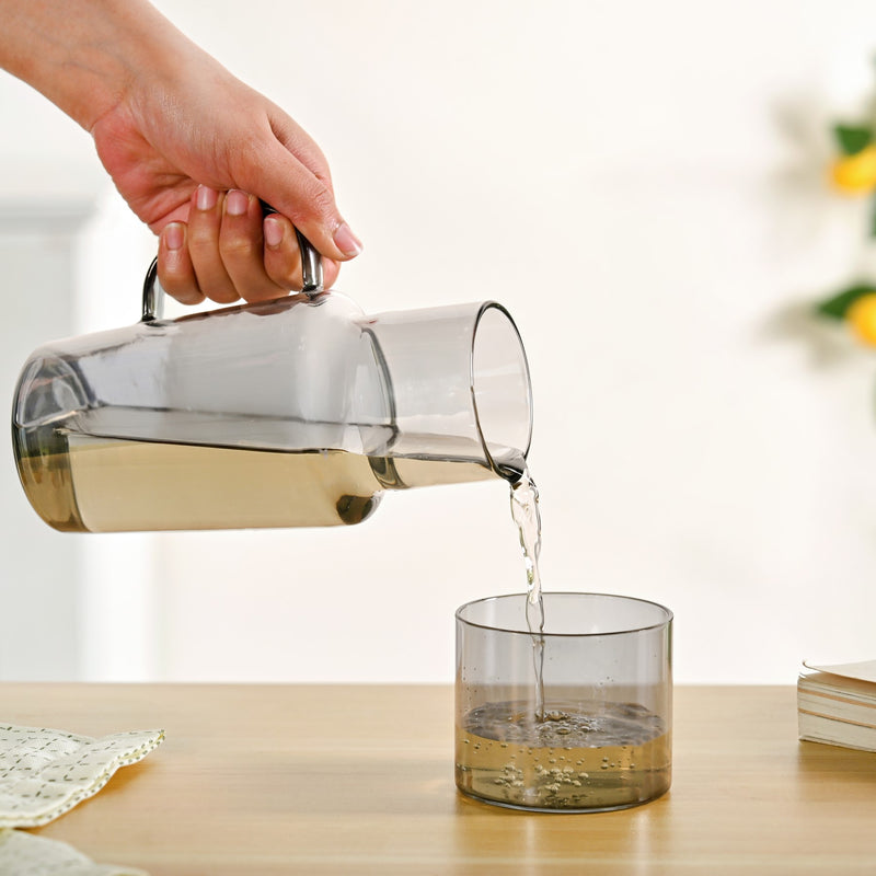 Sleek Black Tinted Borosilicate Bedside Carafe Set
