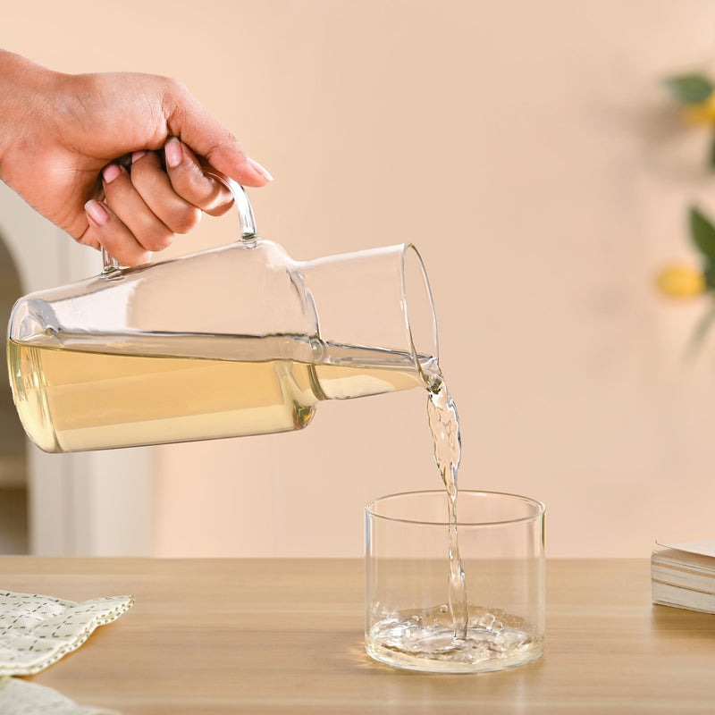 Clear Glass Carafe With Cup