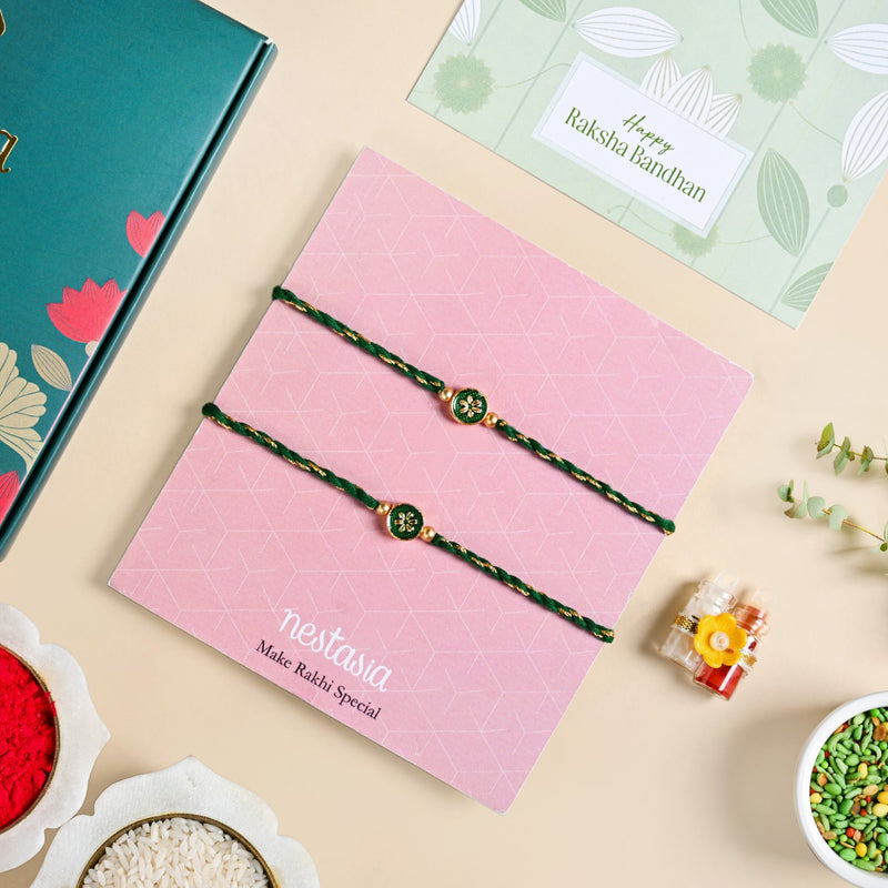 Verdant Bloom Rakhi Set