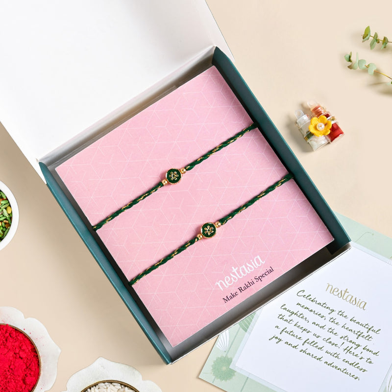 Verdant Bloom Rakhi Set