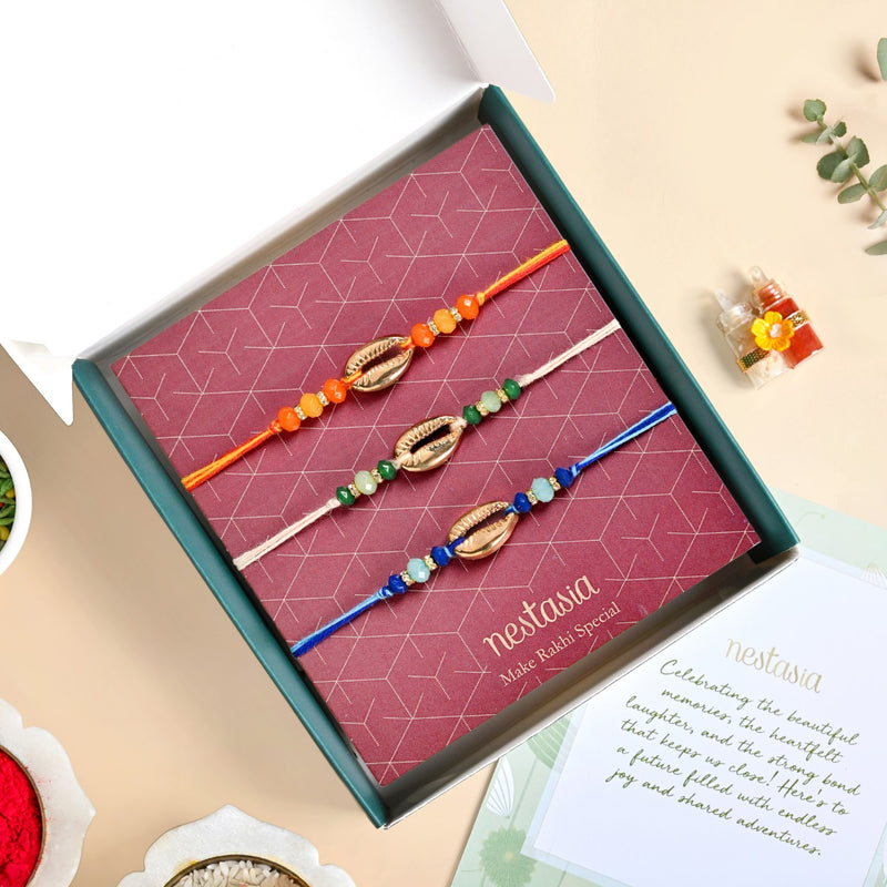 Trio Shell Charm Rakhi Gift Set