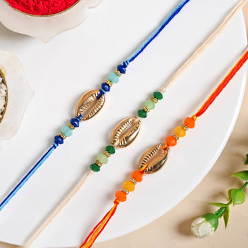 Trio Shell Charm Rakhi Gift Set