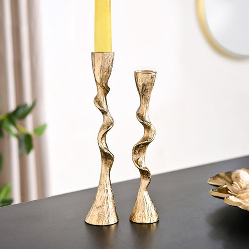 Twirl Table Candle Holder Set Of 2 Gold