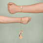 Peach Rose Pearl Rakhi And Lumba Set