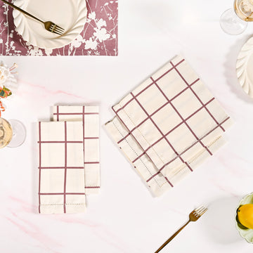 Grid Cotton Table Napkin Set Of 4