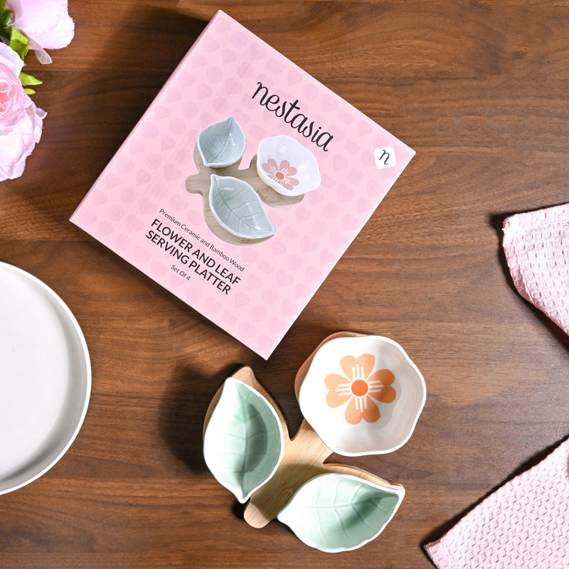 Flower Leaf Snack Platter Set
