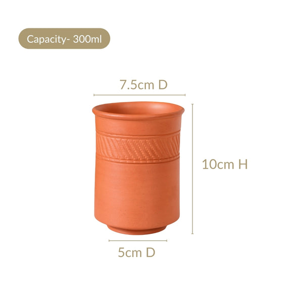 Earthen Textured Terracotta Tumblers Set Of 4 300ml