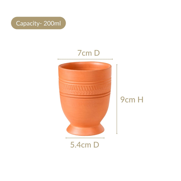 Footed Terracotta Clay Tumblers Set Of 4 200ml