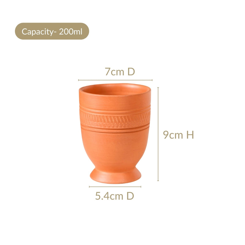 Footed Terracotta Clay Tumblers Set Of 4 200ml