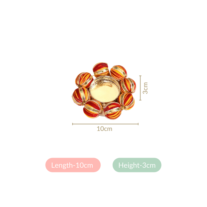 Set Of 6 Tealight Holders With Beaded Thread Decoration