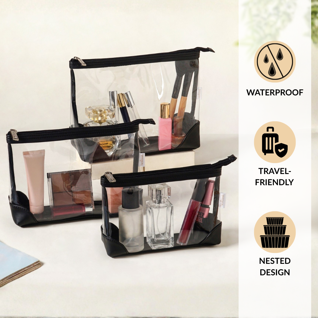 Classic Travel Pouch Set Of 3 Black