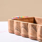 Acacia Wood Serving Tray With Colourful Handles And Gold Zari Work