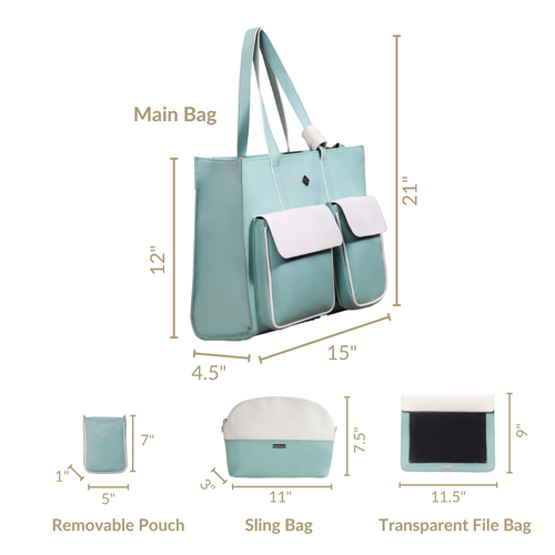 Multi-Use Vegan Leather Travel Bag Set Of 4 Turquoise