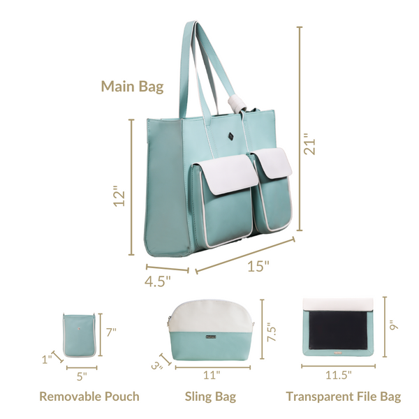 Multi-Use Vegan Leather Travel Bag Set Of 4 Turquoise
