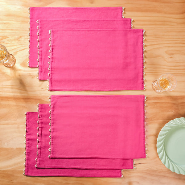 Set Of 7 Embroidered Vibrant Table Mats And Runner Set