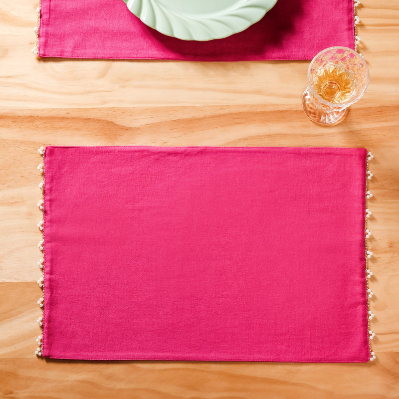 Set Of 7 Zari Embroidered Table Runner And Table Mats