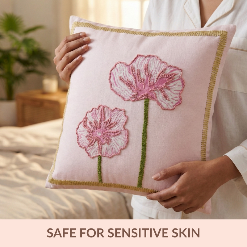 Tale of Two Blooms Embroidered Cushion Cover 40x40cm