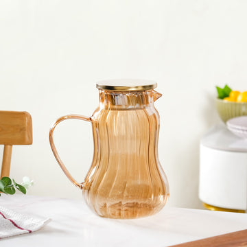 Tall Amber Fluted Borosilicate Glass Jug 1950ml