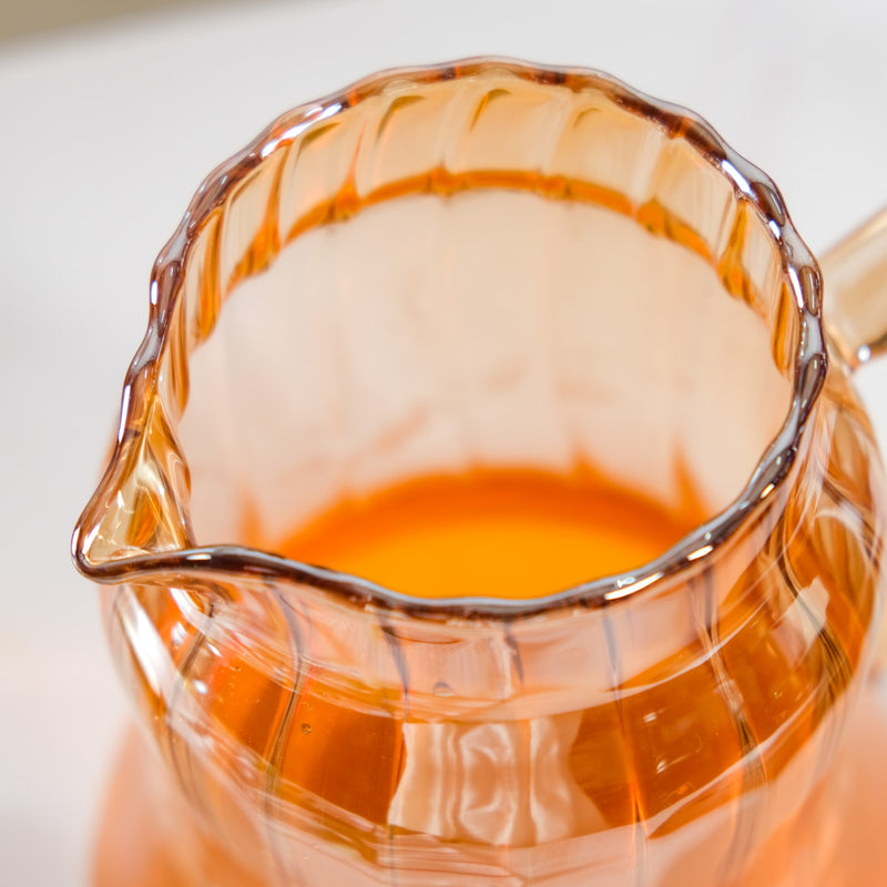 Tall Amber Fluted Borosilicate Glass Jug 1950ml