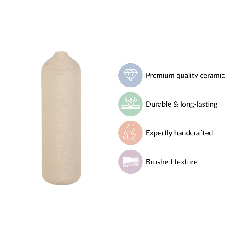 Handcrafted Tall Vase For Room Decor - Handcrafted ceramic vase, handmade cylindrical vase, decorative pottery vase, unique handmade vase