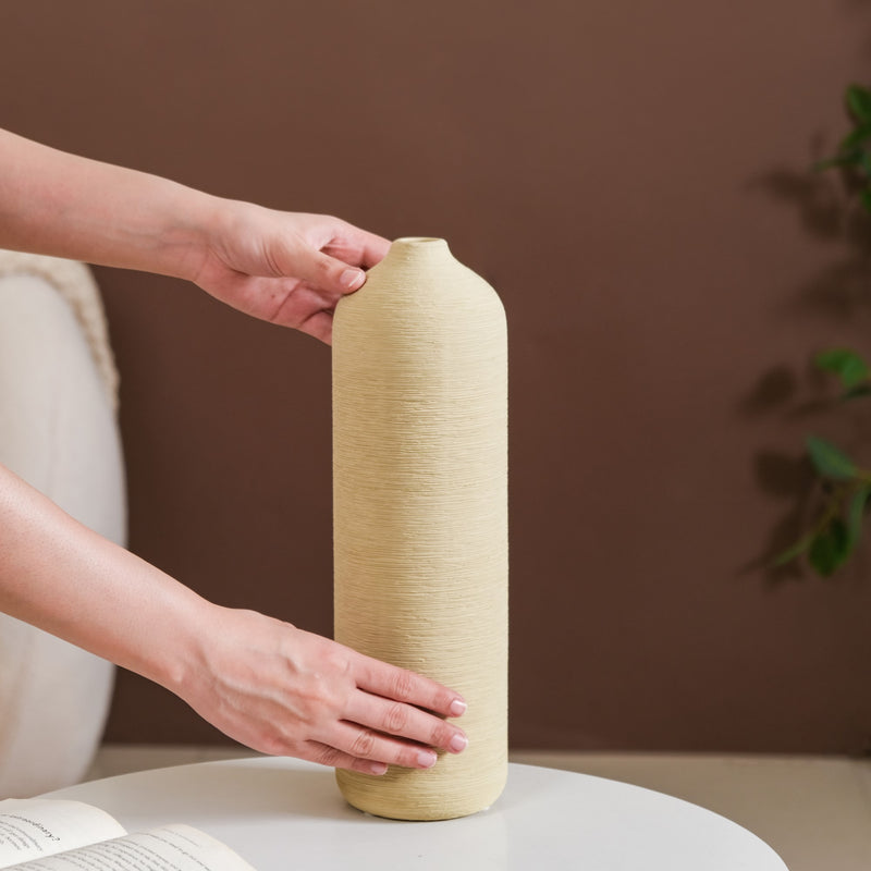 Handcrafted Tall Vase For Room Decor - Handcrafted ceramic vase, handmade cylindrical vase, decorative pottery vase, unique handmade vase