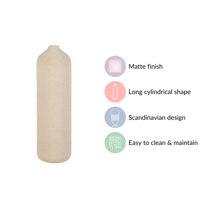 Handcrafted Tall Vase For Room Decor - Handcrafted ceramic vase, handmade cylindrical vase, decorative pottery vase, unique handmade vase