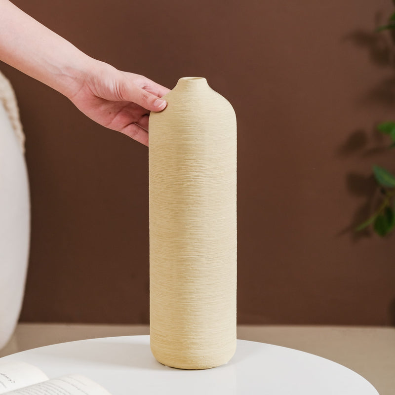 Handcrafted Tall Vase For Room Decor - Handcrafted ceramic vase, handmade cylindrical vase, decorative pottery vase, unique handmade vase