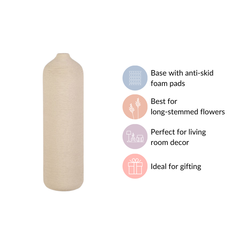 Handcrafted Tall Vase For Room Decor - Handcrafted ceramic vase, handmade cylindrical vase, decorative pottery vase, unique handmade vase