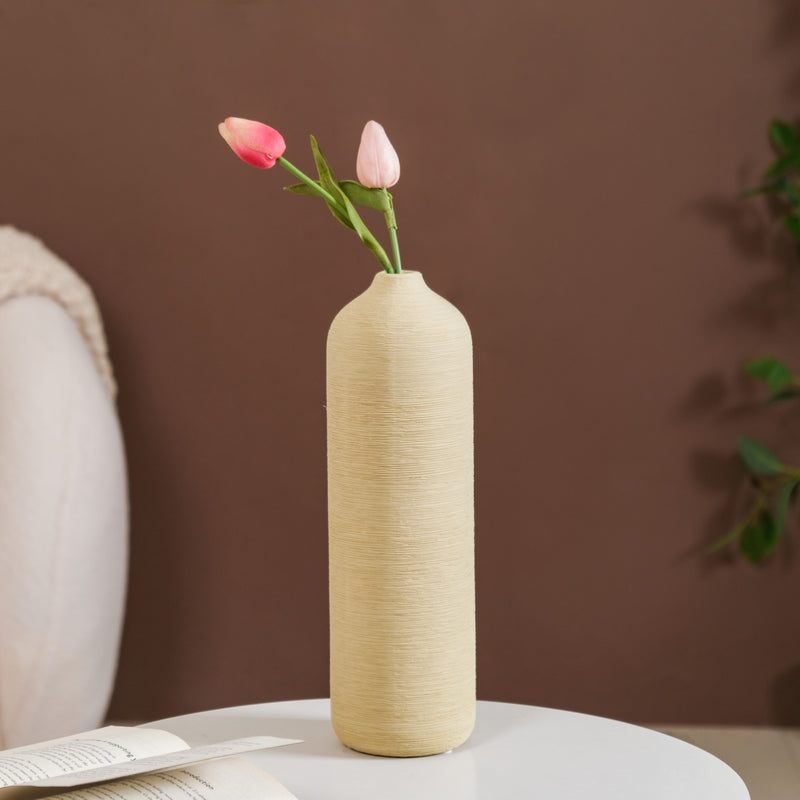 Handcrafted Tall Vase For Room Decor - Handcrafted ceramic vase, handmade cylindrical vase, decorative pottery vase, unique handmade vase